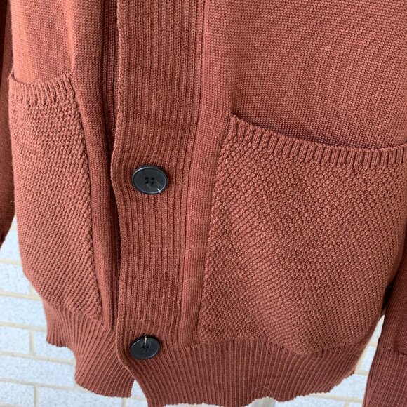AIYINO FASHION BROWN BUTTON DOWN CARDIGAN SWEATER FRONT POCKETS SIZE S  NEW - Picture 3 of 8